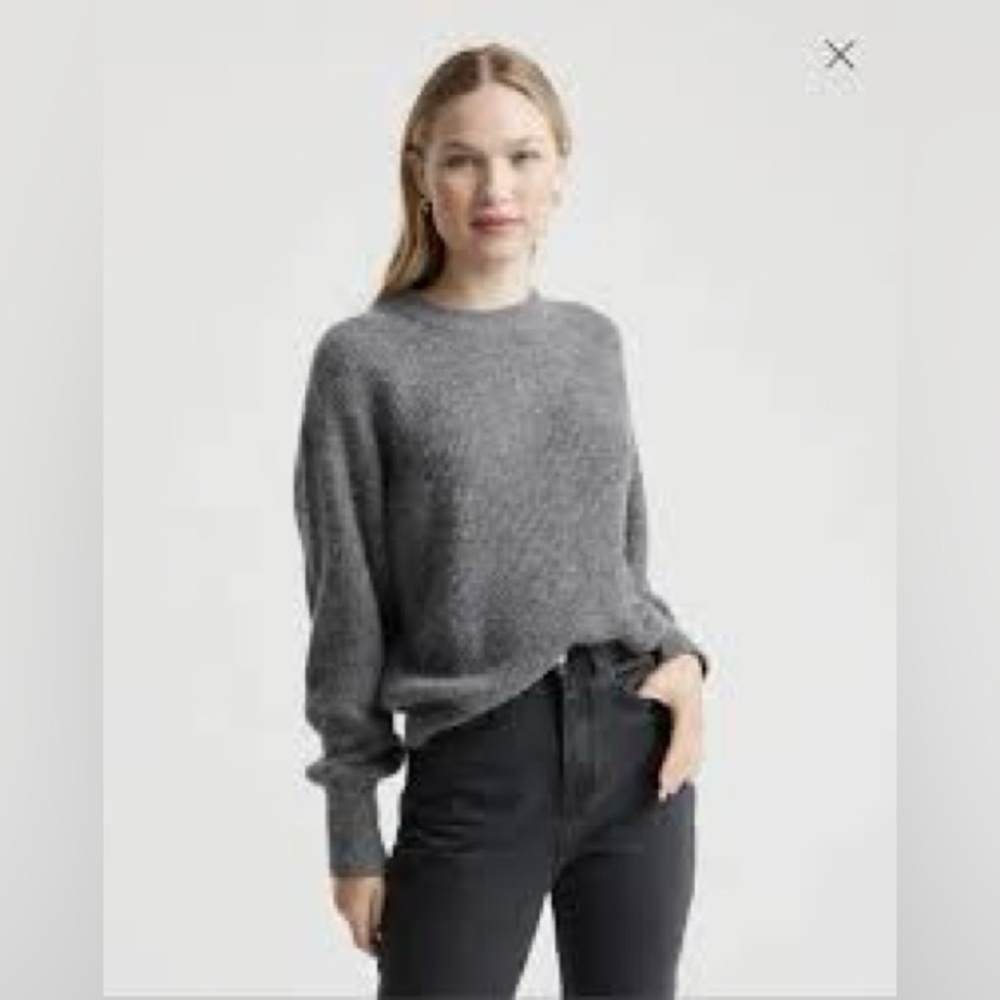 Baby Alpaca-Wool Diamond Stitch Crew in grey